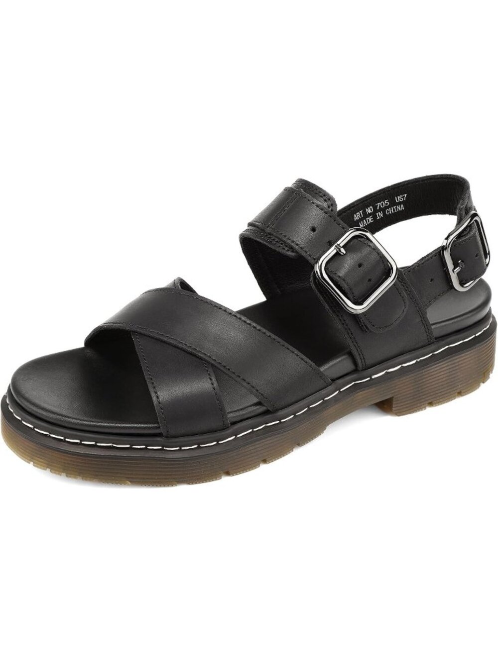 Women's Black Genuine Leather Open Toe Arch Support Platform Wedge Sandal Shoes